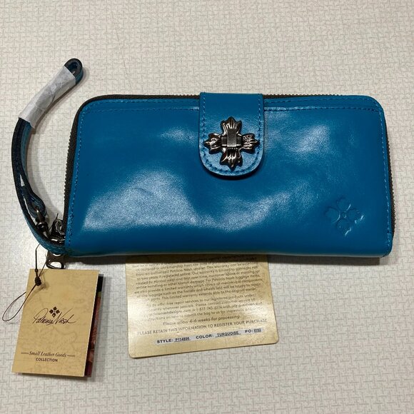 NWT Patricia Nash Turquoise Leather Edeline Wristlet/Wallet - Picture 1 of 10